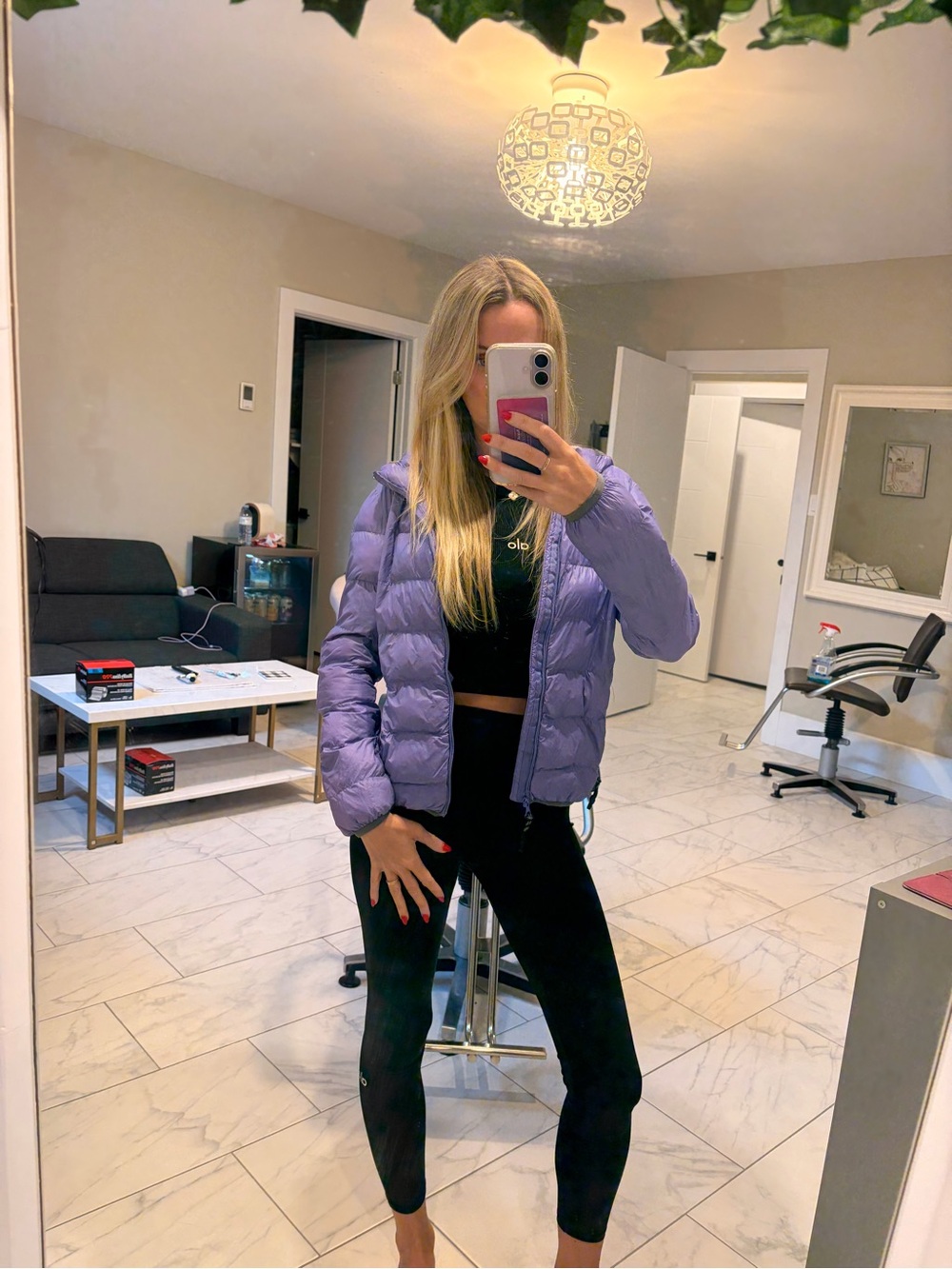 TNA Women's Lavender Lightweight Puffer Jacket - Quilted Hooded Coat
